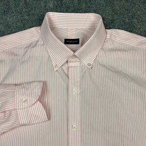 Proper Cloth Dress Shirt Mens 18.5 Pink Stripe Stanton 120s Cotton Preppy